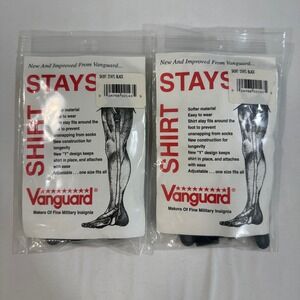 Vanguard Shirt Stays Black Y-Design Adjustable Military Uniform Lot of 2 Sets